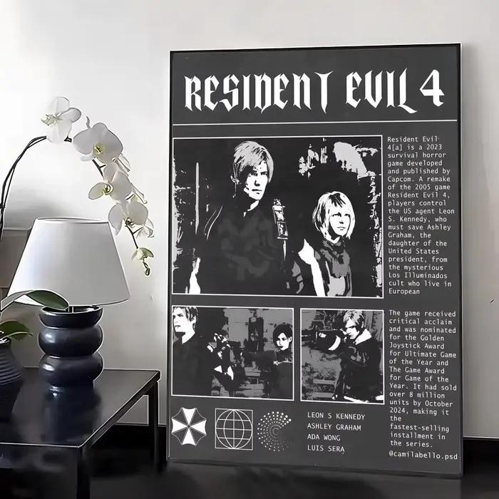 Affiche d'exposition de calligraphie et de peinture rétro Resident Evil 4, photo, peinture à l'huile