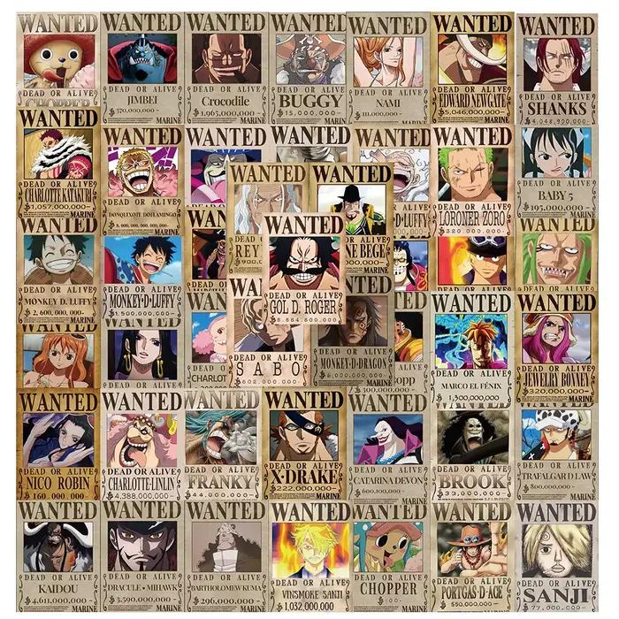 10/30/56 pièces petit Anime une pièce recherché affiches autocollants Cool dessin animé décalcomanie