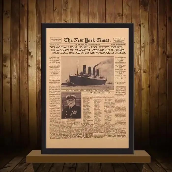 Affiche classique de l'histoire des temps de New York, 1 pièce, Titanic, naufrage, vieux journal, pa