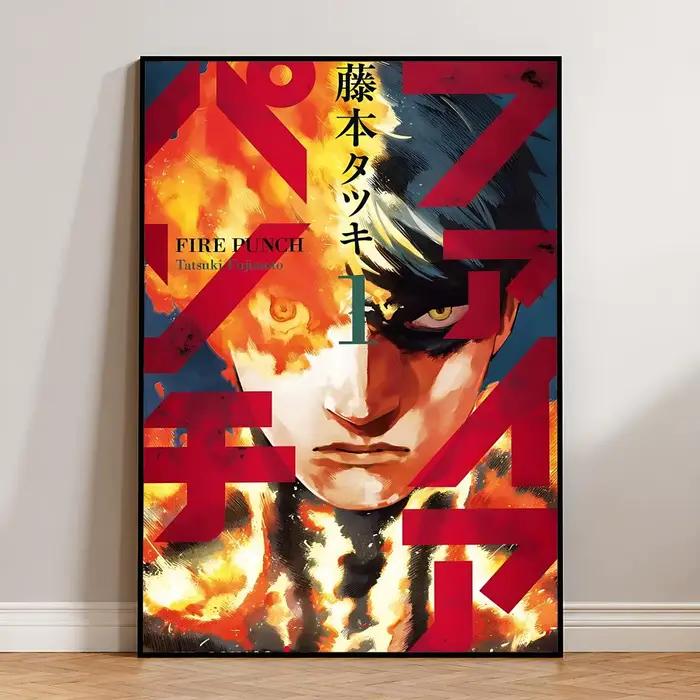 Affiche murale auto-adhésive HD Manga F-FIRE P-PUNCH, imperméable, amovible, ne se décolore pas, pou