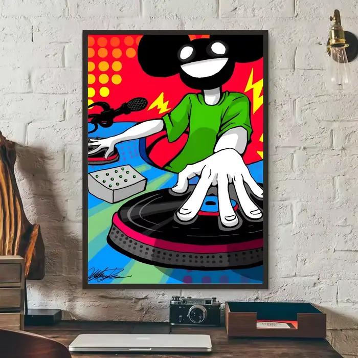 Affiche de D-Deadmau5 DJ affiche HD art collant mur étanche maison salon chambre bar décoration esth