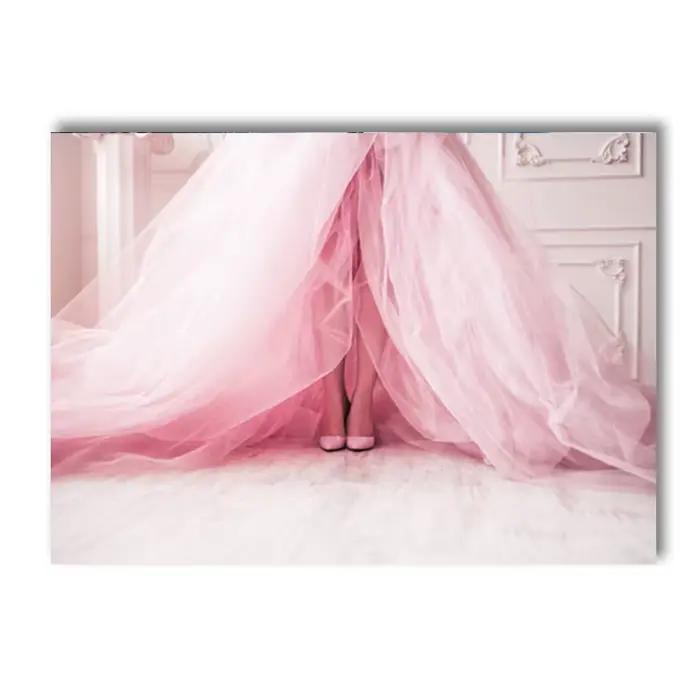 Peinture sur toile de fleur rose pour la décoration intérieure, art mural, affiche nordique, photo, 