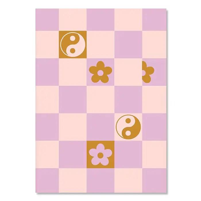 Peinture sur toile Pastel danois colorée, affiche esthétique, Plaid cerise, Smiley, fleur, papillon,