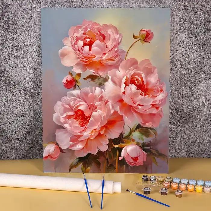 Peinture par numéros pour adultes, fleur de pivoine, image peinte à la main, cadeau personnalisé, pe