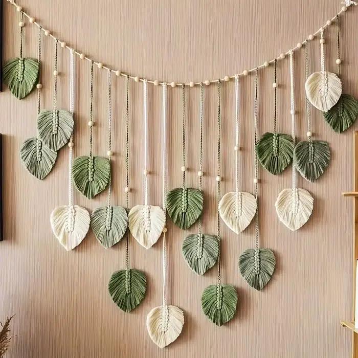 Tenture murale à feuilles tissées de style bohème, style campagnard bohème parfait pour décorer les 