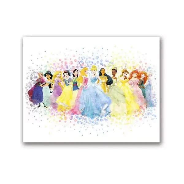 Affiche princesse aquarelle, impression d'art mural pour chambre d'enfant, peinture sur toile de fêt