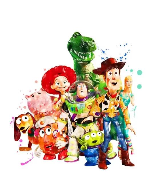 Affiche de film de T-toy story, aquarelle, personnages de dessins animés, décoration murale, peintur