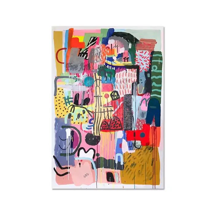 Toile acrylique colorée, tableau d'art abstrait, peintures murales sans cadre pour salon, décoration