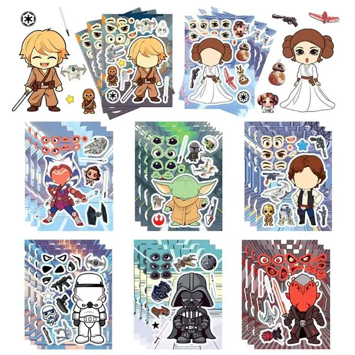 Autocollants Star Wars DIY, 8 pièces, puzzle version Q, autocollants amusants, jouet, collage, artis