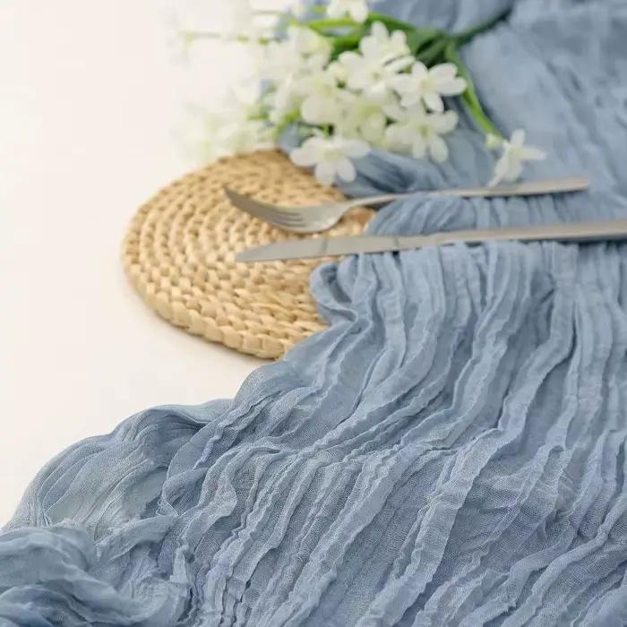 Nappe de table en gaze de coton de luxe semi-transparente couleur unie, style vintage, pour banquets