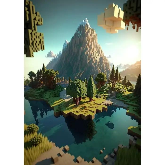 Peinture sur toile Paysage Mine Game Pixel Craft, Art mural moderne pour Salon et Salle de jeux, Déc