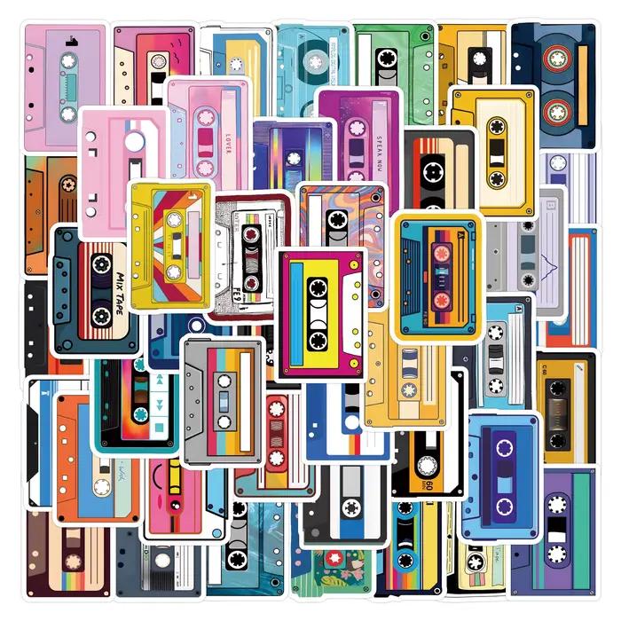 55 autocollants rétro de musique vintage, autocollants classiques créatifs personnalisés, graffiti d