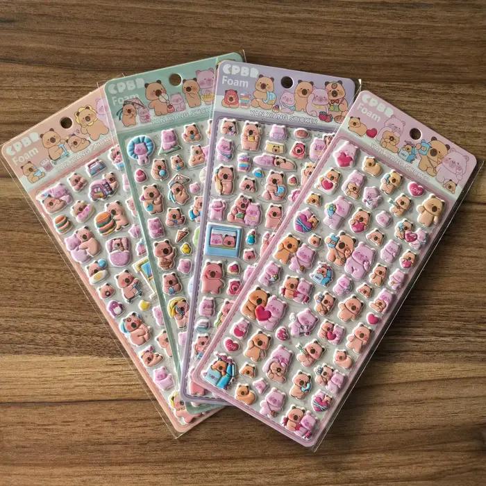 4 feuilles CPBB mignon ours cochon mousse autocollants adorables dessin animé décalcomanies pour bri