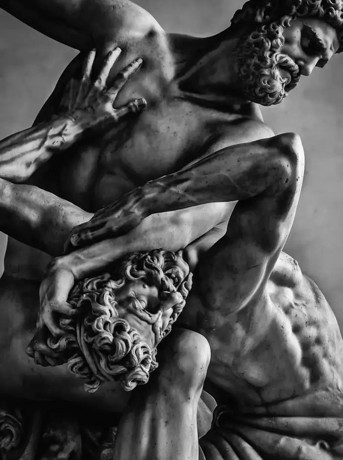 Affiche de Sculpture nue de la mythologie grecque classique noir et blanc, peinture sur toile, table
