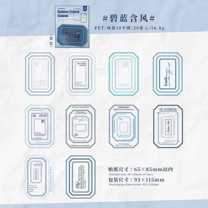 JIANQI 20 feuilles cadre coloré autocollant pack indésirable Journal Collage décoration Scrapbooking