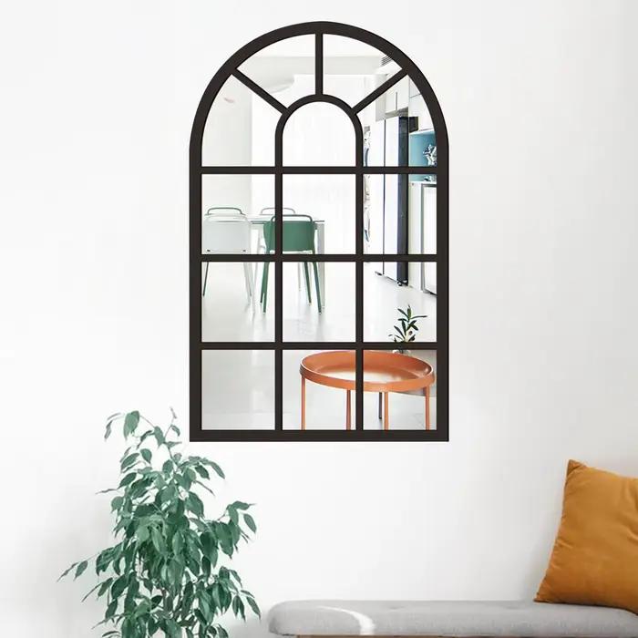 Miroir mural de fenêtre arquée en bois acrylique, miroir minimaliste en arc pour salle de bain, entr