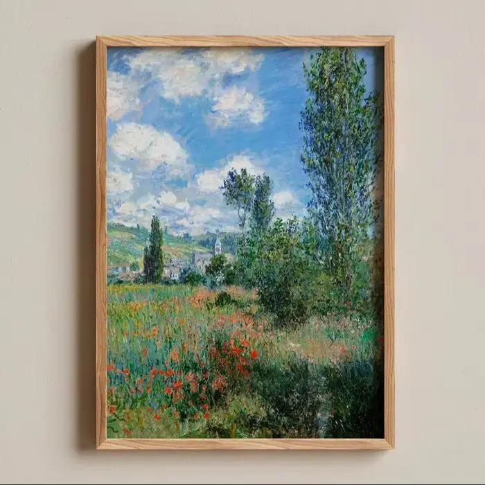 Impressionniste - Décoration murale de Claude Monet - Peinture classique de paysage de coquelicots s