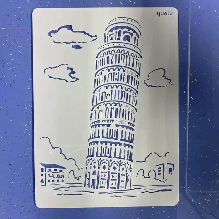 A4 bricolage peinture mur pochoir aérographe dessin copie modèles londres pont Big Ben château Burj 
