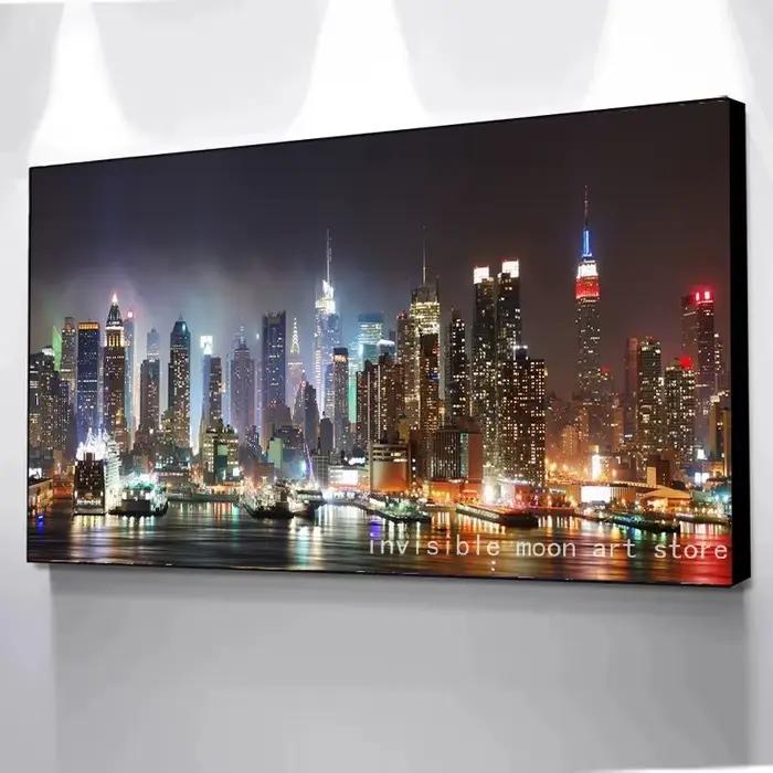 Affiche d'art moderne de la ville de New York, scène nocturne, peinture sur toile, impressions mural