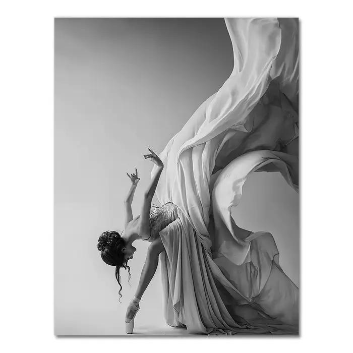 Affiche de peinture sur toile de phtalGirl de ballet moderne, impression de figure, art mural, noir 
