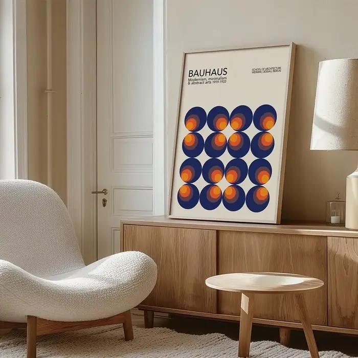 Affiche sur toile géométrique Bauhaus moderne, art mural pour salon, impressions rétro, peinture déc