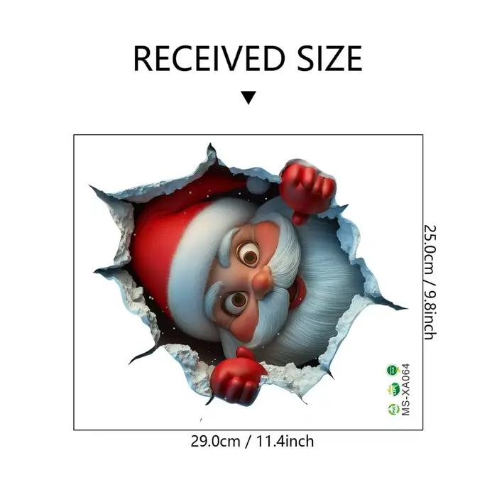 Autocollant mural rabattable du père noël, autocollants muraux de noël en vinyle, décor de vacances 