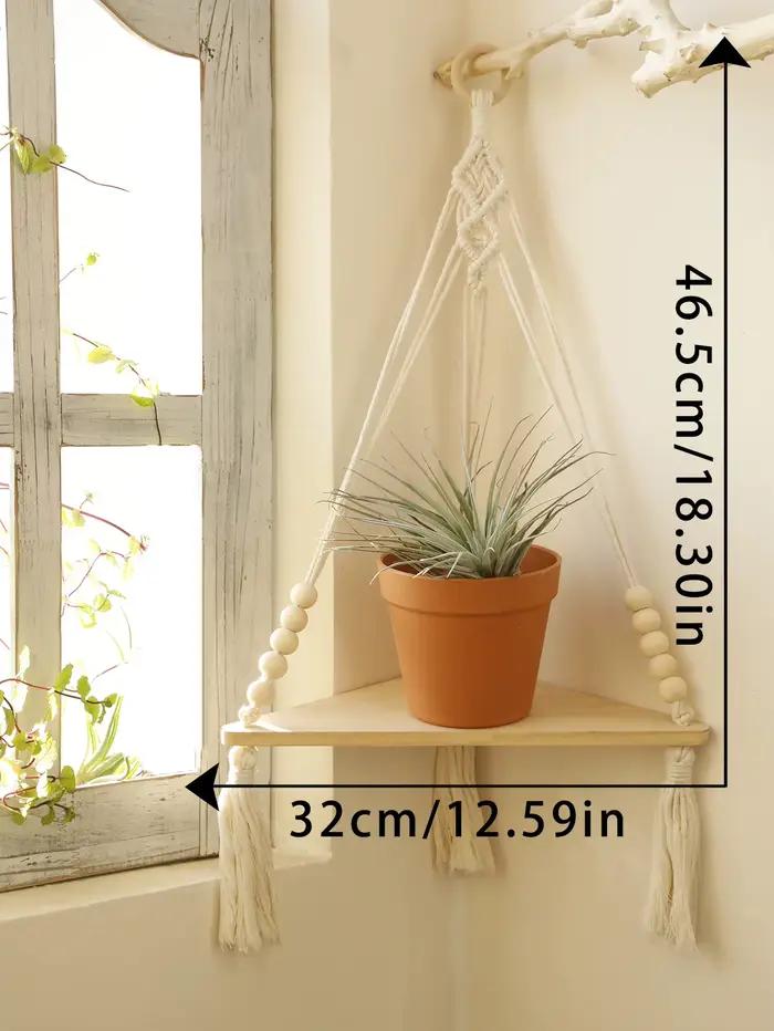 Étagère suspendue en macramé style Boho, corde murale faite à la main, étagères flottantes en bois r