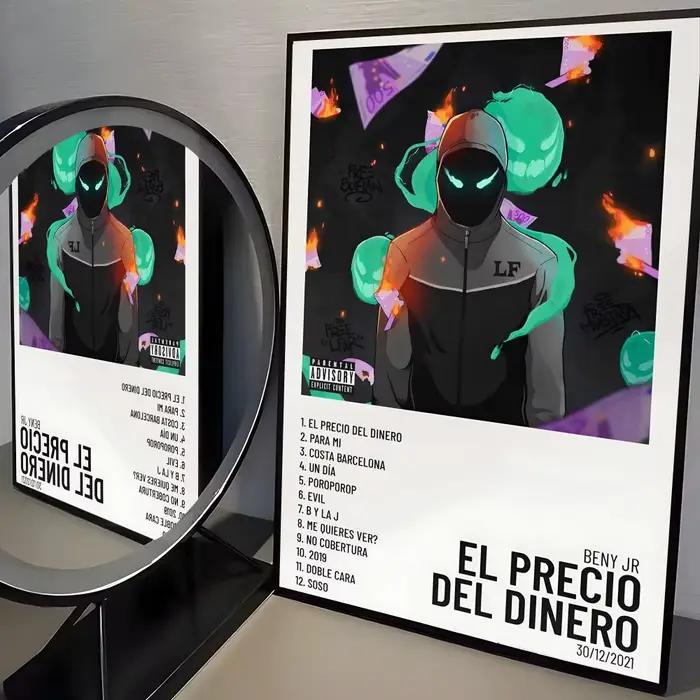 Affiche sur toile de calligraphie et peinture d'album du rappeur B-Beny Jr, décoration murale pour c