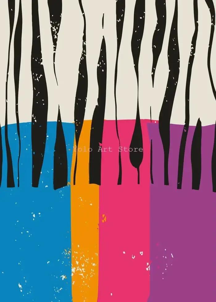 Affiches de peinture sur toile imprimées d'art mural minimaliste, Reproduction de marques colorées a