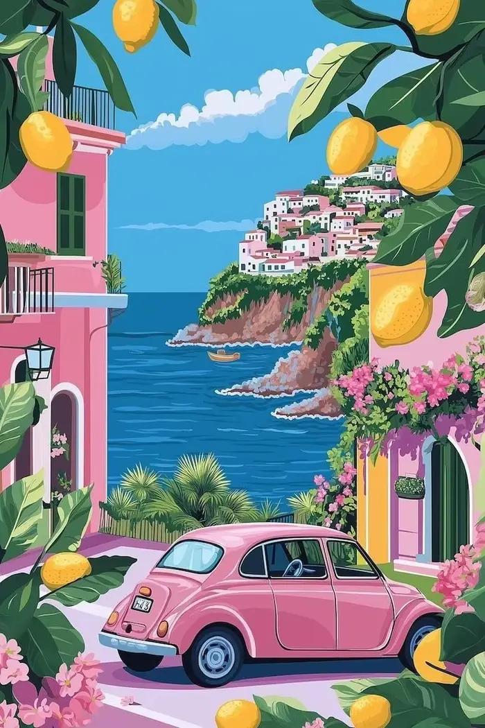 Peinture sur toile citron Orange fruits impression Aperol Spritz sur l'Amalfi Art mural italien pour