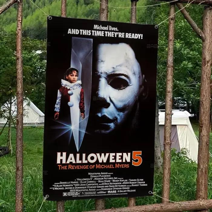 Bannière de film d'horreur classique Michael Myers pour Halloween, impression artistique, drapeau mu