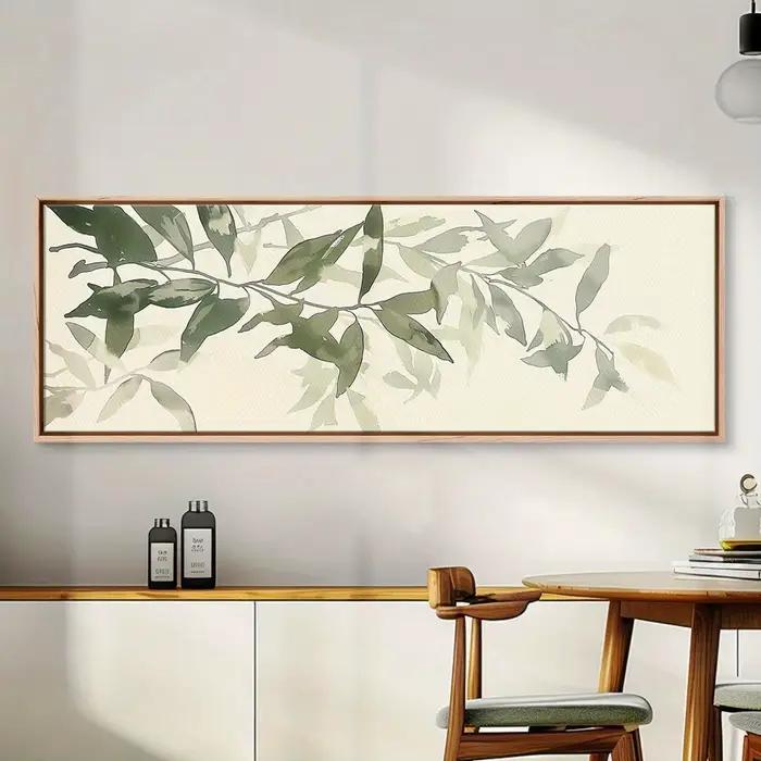 Toile imprimée plante verte sauge, nuage blanc, fond vert, affiche d'art murale de paysage pour déco