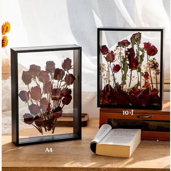 Cadres de boîte à ombre transparents de 4cm de profondeur, présentoir de Bouquet, étui à fleurs prof