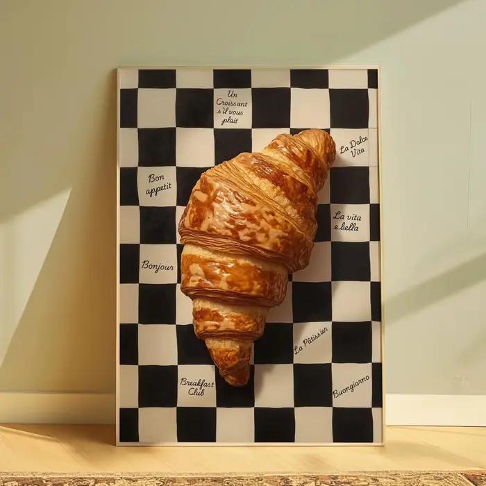 Impression sur toile d'art mural représentant un croissant français, cuisine italienne, affiche, tab