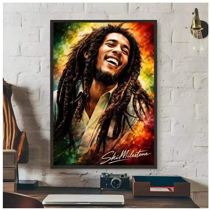 Affiche de chanteur de reggae B-Bob Marley, décoration artistique haut de gamme et cadeau pour la ma
