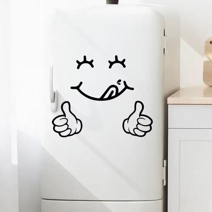 Autocollant mural avec visage souriant amusant, pour décoration de réfrigérateur de cuisine, motif a