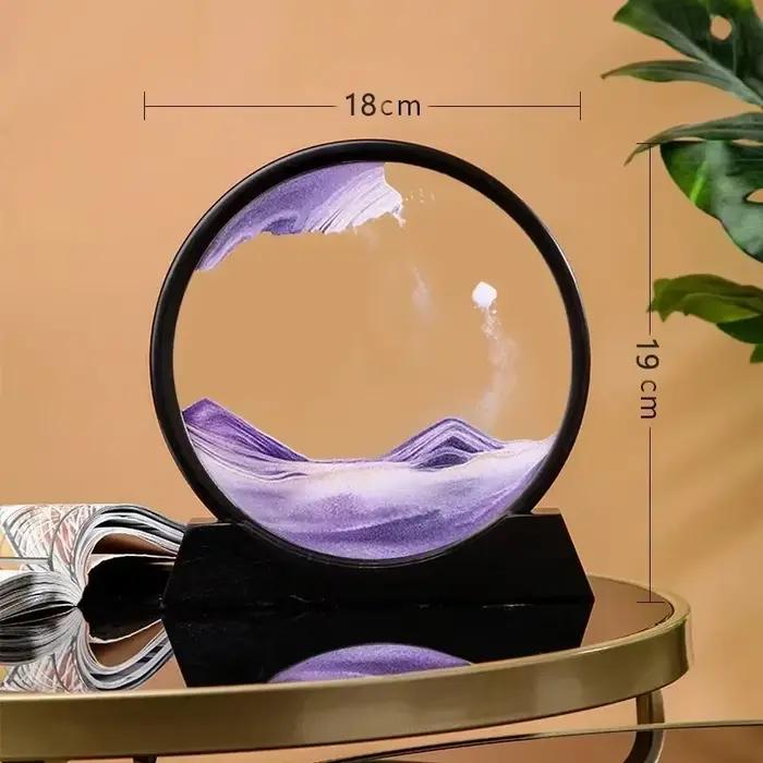 Sablier 3D sables mouvants rond verre mer profonde paysage de sable mobile sable Art photo artisanat