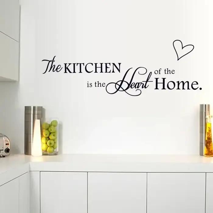 Autocollants Muraux en Vinyle avec Inscription "La Cuisine est un Cœur", Décoration Murale pour la M