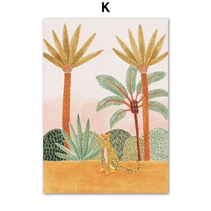 Affiche d'animaux de la jungle tropicale, girafe, singe, lion, art mural, impression sur toile, pein