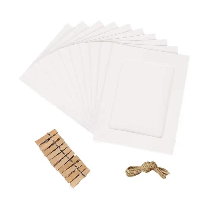 Cadres Photo en papier Kraft 5 pouces, 10 pièces, emballage mixte, avec Clips, pour bricolage, décor