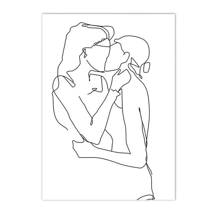 Impressions de citations de famille, dessin au trait abstrait maman papa, peinture sur toile, fils e