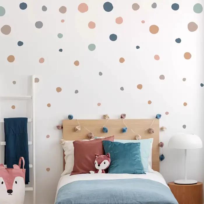 Autocollants muraux Boho à pois colorés pour enfants, sparadrap muraux amovibles pour pépinière, aff
