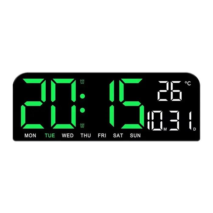 Grande horloge murale numérique, affichage de la température, de la date et de la semaine, USB, 62 h