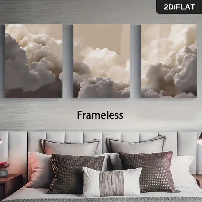 1 ensemble de tableaux décoratifs nuages et brumes style Instagram, modernes et simples, pour mur de