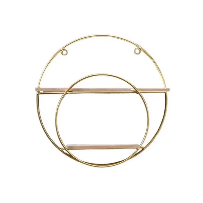 Étagère murale décorative moderne en fer doré, support de rangement mural sans poinçonnage, Style no