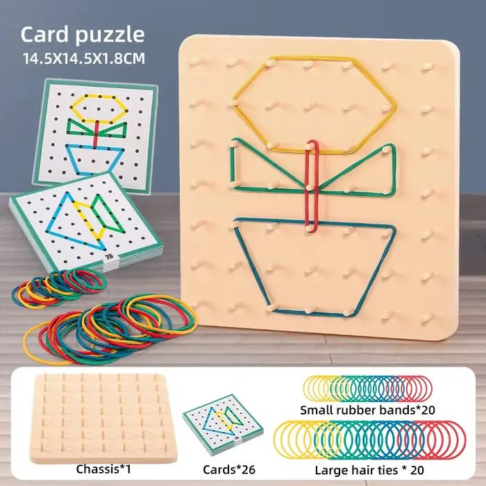 KNYYSECQ – jouets pour enfants, planches à ongles, puzzles, bandes élastiques, formes géométriques, 