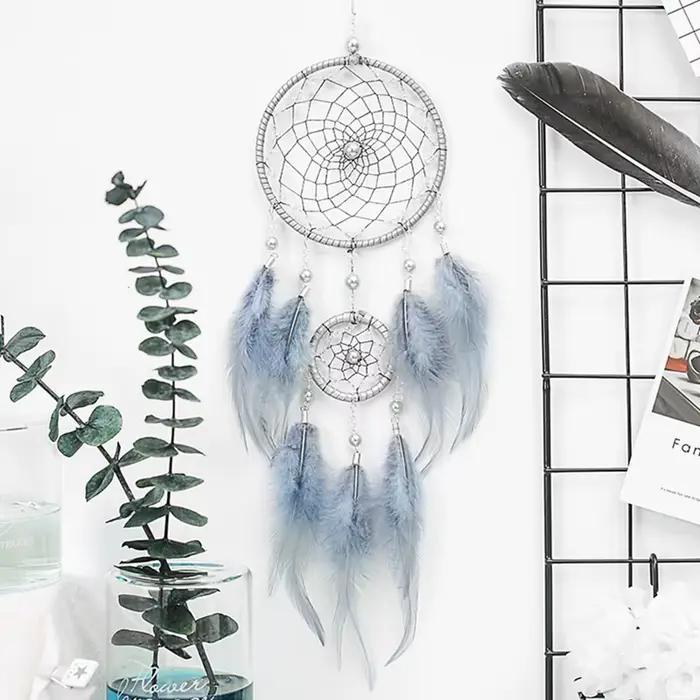 Attrape-rêves-plume traditionnelle faite à la main tenture murale décor à la maison ornement artisan