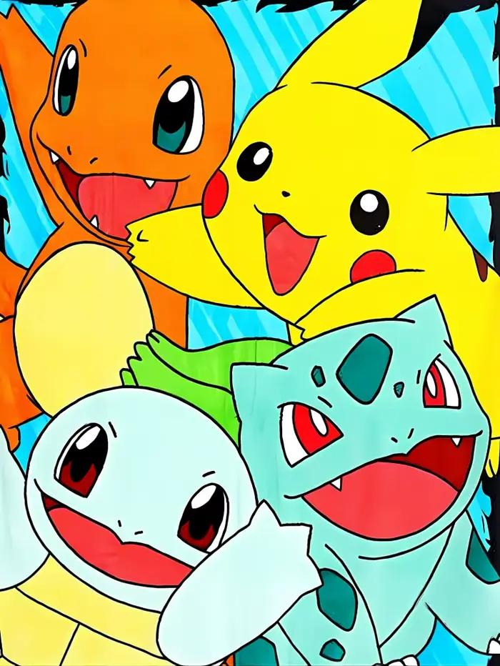 Peinture à l'huile colorée Pokemon Pikachu par numéros - Art mural sur toile de dessin animé peint à