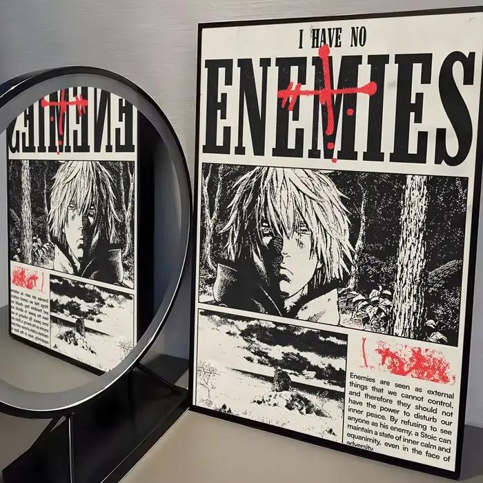 Affiche murale tendance de l'anime v-vinland Saga, bon autocollant imprimé sur papier PP pour café, 