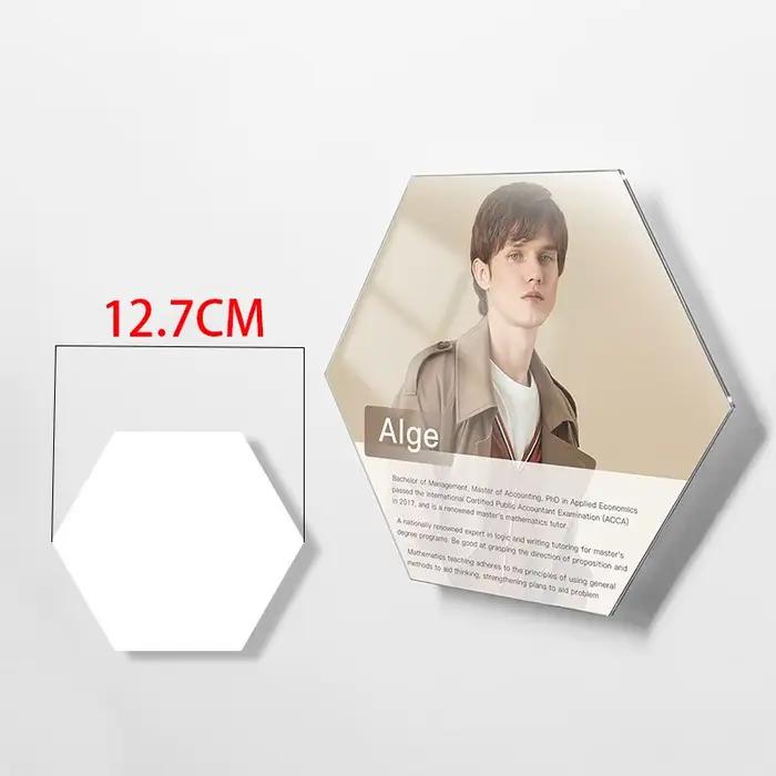 Cadre Photo flottant Hexagonal en acrylique sans poinçon, profil d'enseignant, affichage mural suspe